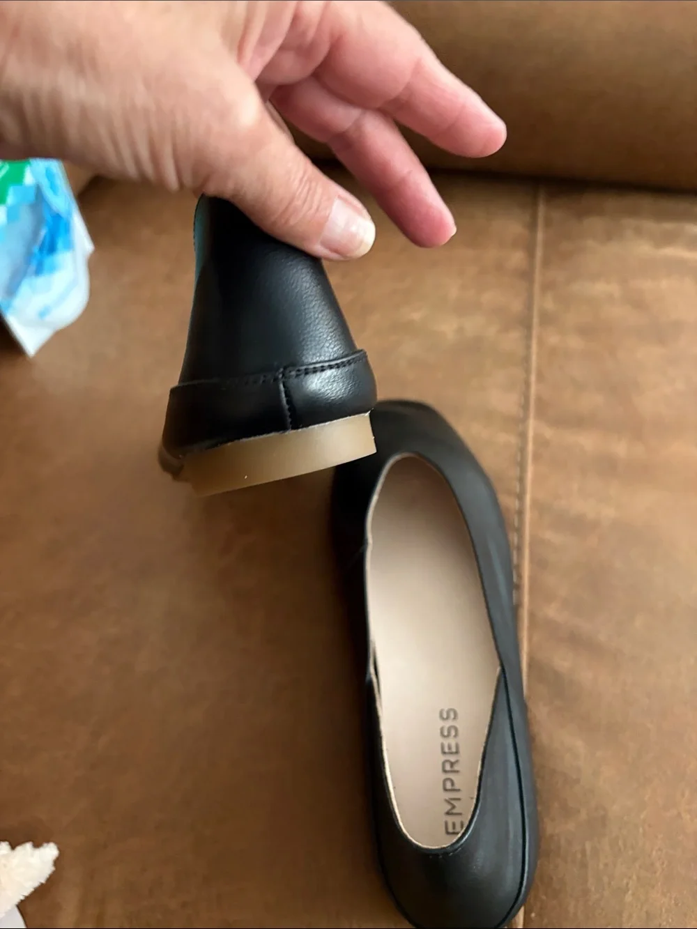 Empress Australia Black Leather Square Toe Comfi Ballet Flats 9 NWOB